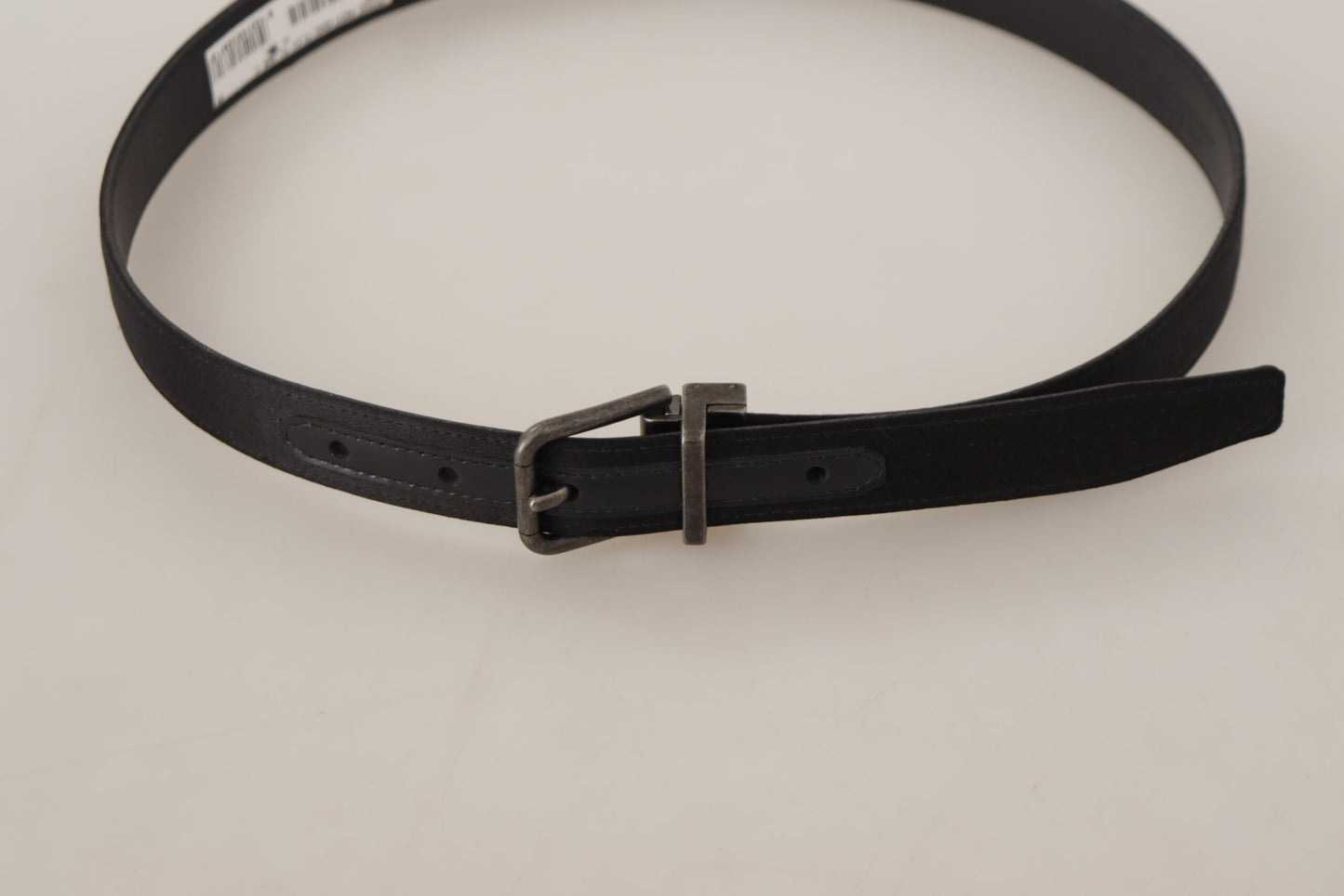Ceinture Dolce &amp; Gabbana en cuir de veau noir avec boucle en métal vintage