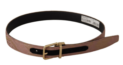 Ceinture Dolce &amp; Gabbana en cuir or rose avec boucle en métal gravée du logo
