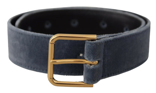 Ceinture Dolce &amp; Gabbana en velours bleu marine avec boucle à la taille et logo en métal doré