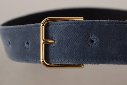 Ceinture Dolce &amp; Gabbana en velours bleu marine avec boucle à la taille et logo en métal doré