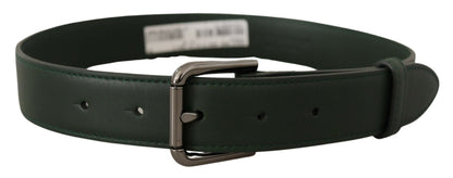 Ceinture Dolce &amp; Gabbana en cuir vert armée avec boucle en métal et logo
