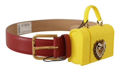 Ceinture à boucle en forme de cœur Dolce &amp; Gabbana en cuir rouge et jaune DEVOTION