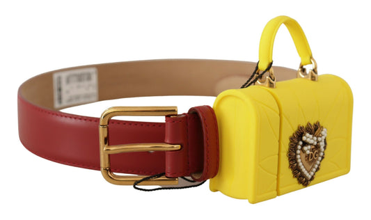 Ceinture à boucle en forme de cœur Dolce &amp; Gabbana en cuir rouge et jaune DEVOTION