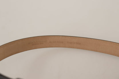 Ceinture Dolce &amp; Gabbana en cuir de veau noir avec boucle à la taille et logo en métal doré