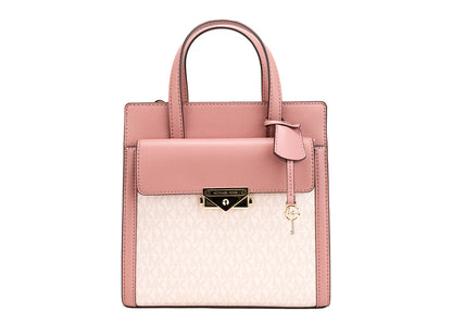 Michael Kors Cece Kleine rosa PVC Nord-Süd-Klappe Tote Umhängetasche Geldbörse