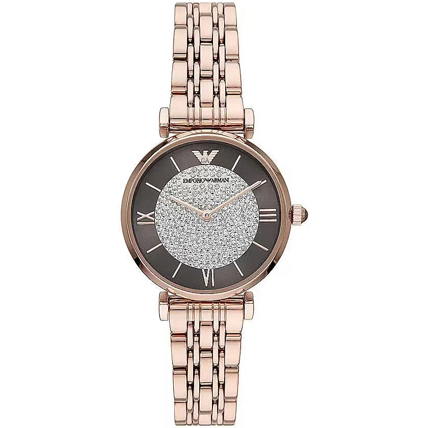 Montre élégante pour femme, ton or rose.