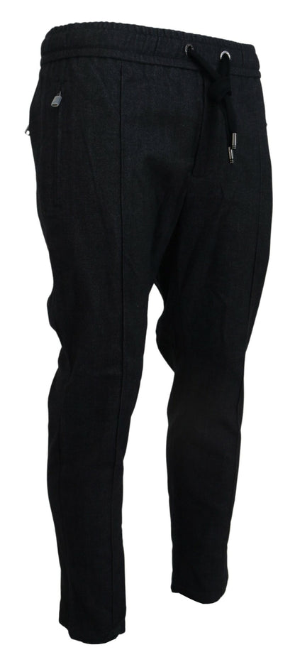 Pantalon fuselé en coton gris Dolce &amp; Gabbana