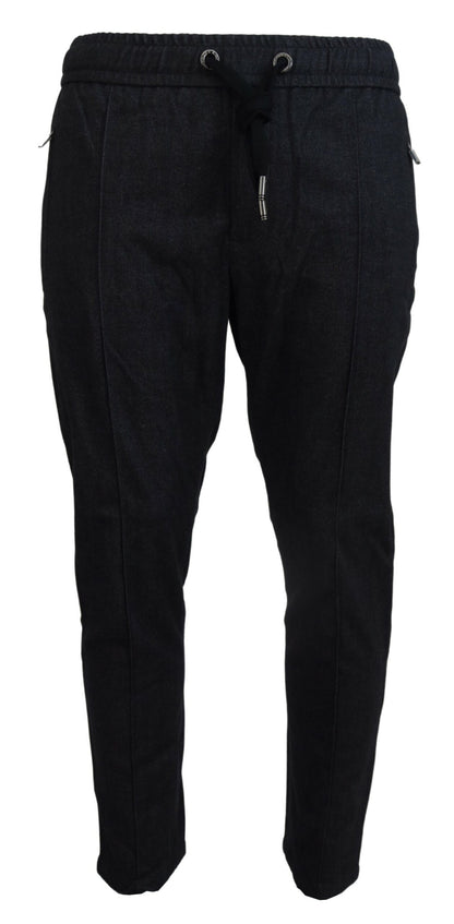 Pantalon fuselé en coton gris Dolce &amp; Gabbana