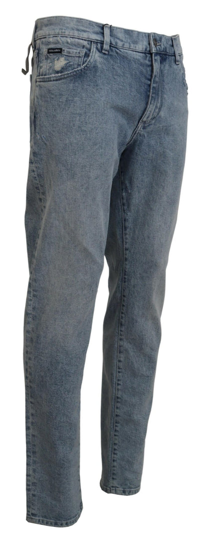 Jean slim en coton bleu délavé Dolce &amp; Gabbana