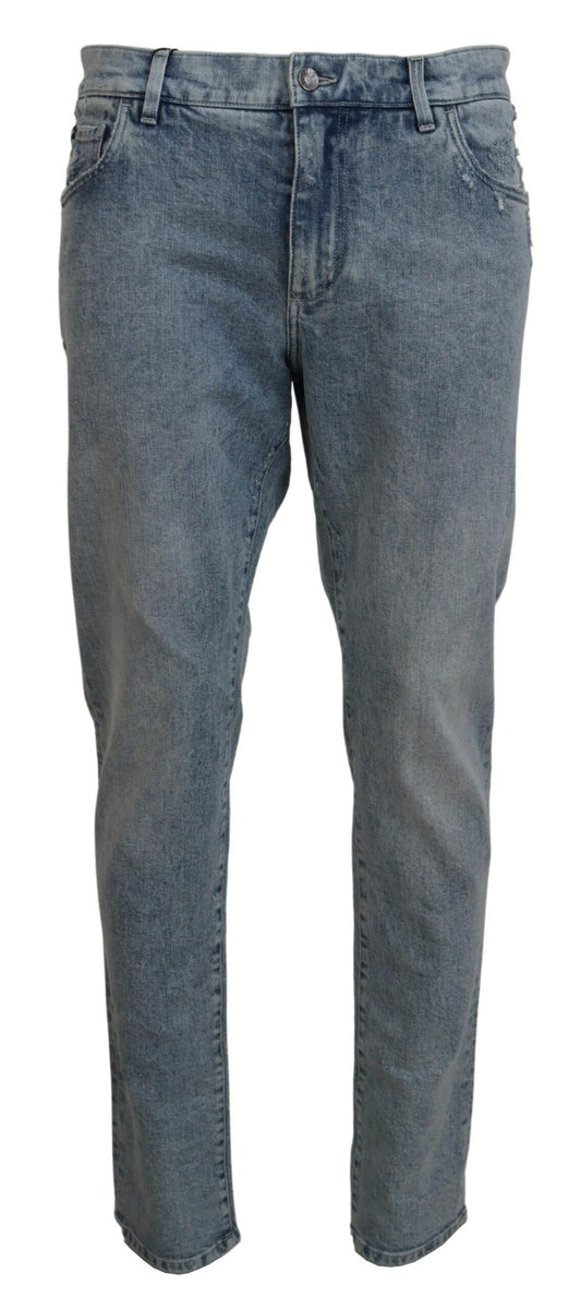 Jean slim en coton bleu délavé Dolce &amp; Gabbana