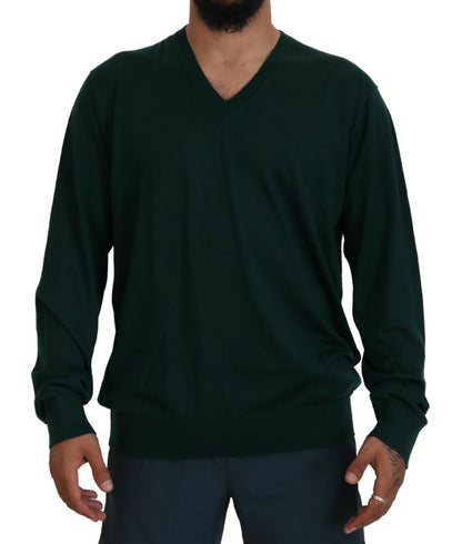 Pull col V en cachemire vert Dolce &amp; Gabbana