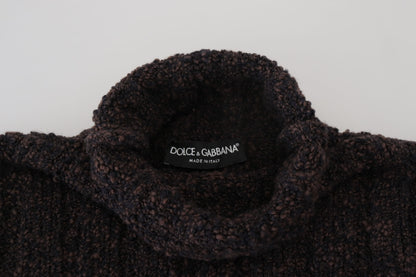 Pull à col roulé en laine marron Dolce &amp; Gabbana