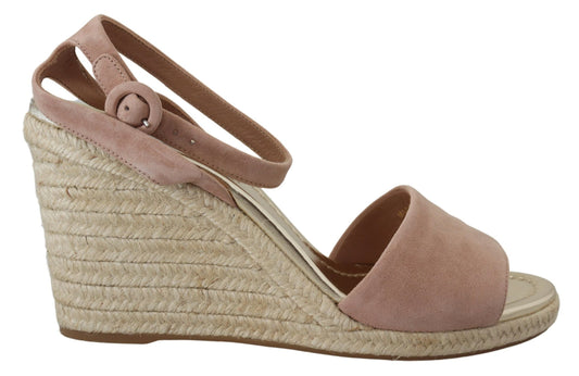 Prada – Sandalen mit Knöchelriemen aus rosa Wildleder