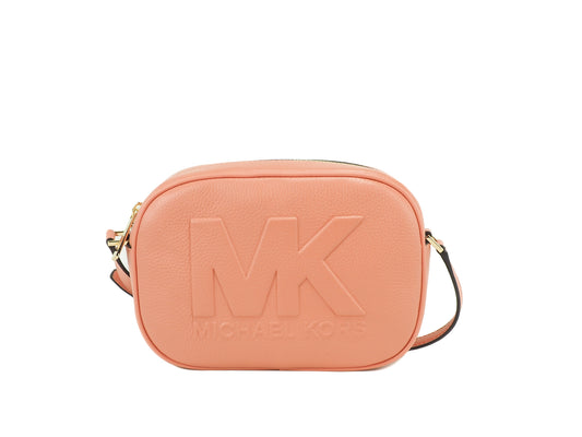 Michael Kors Jet Set Travel mittelgroße ovale Kamera-Umhängetasche aus Sherbert-Leder