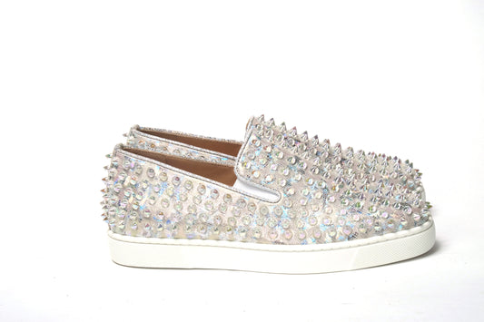 Christian Louboutin Weiß Ab/Clear Ab Roller Boat Frau Flache Sneaker