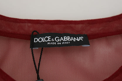 Dolce & Gabbana Maroon Nylon Two Layer Shift Mini Dress