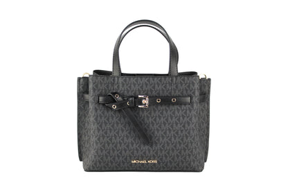 Michael Kors Emilia Kleine schwarze Signature PVC-Umhängetasche