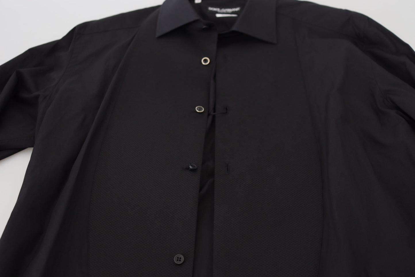 Chemise à manches longues et col en coton noir Dolce &amp; Gabbana