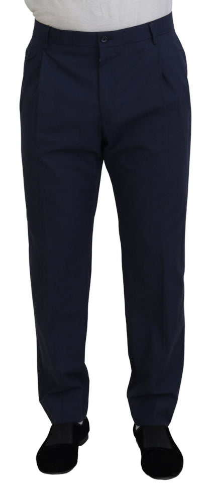 Pantalon chino habillé en coton bleu foncé Dolce &amp; Gabbana