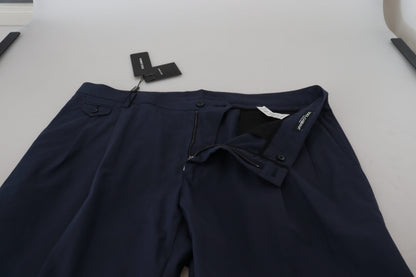 Pantalon chino habillé en coton bleu foncé Dolce &amp; Gabbana