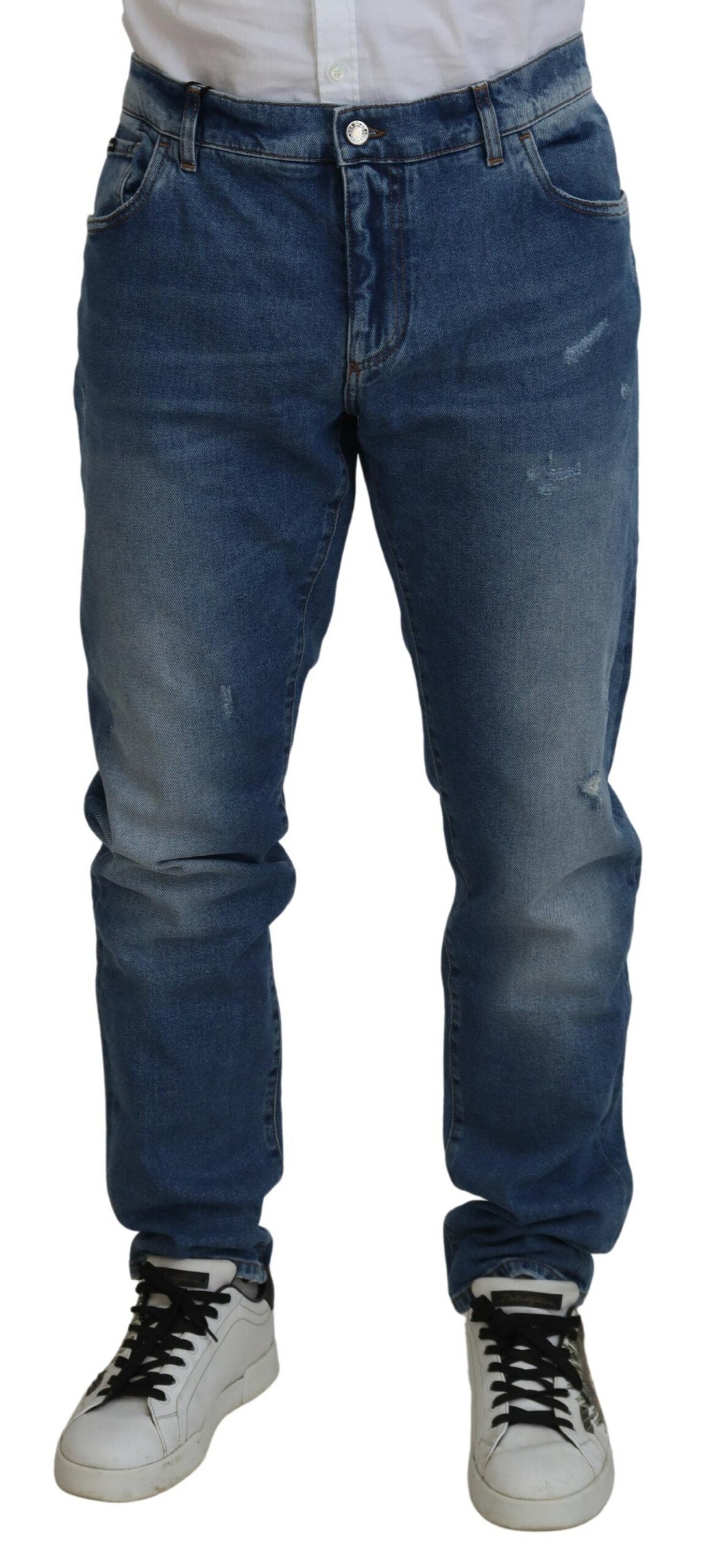 Jean skinny en coton délavé bleu Dolce &amp; Gabbana
