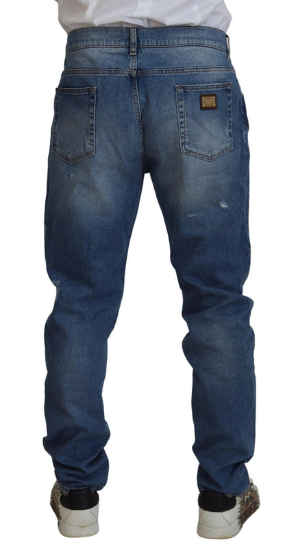 Jean skinny en coton délavé bleu Dolce &amp; Gabbana