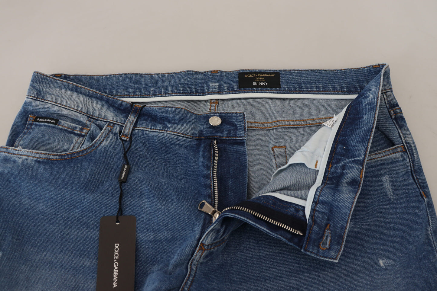 Jean skinny en coton délavé bleu Dolce &amp; Gabbana
