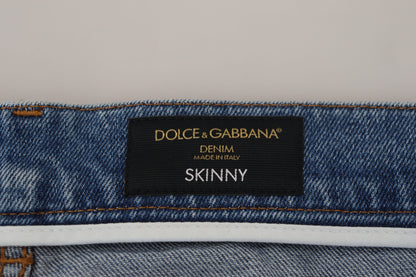 Jean skinny en coton délavé bleu Dolce &amp; Gabbana