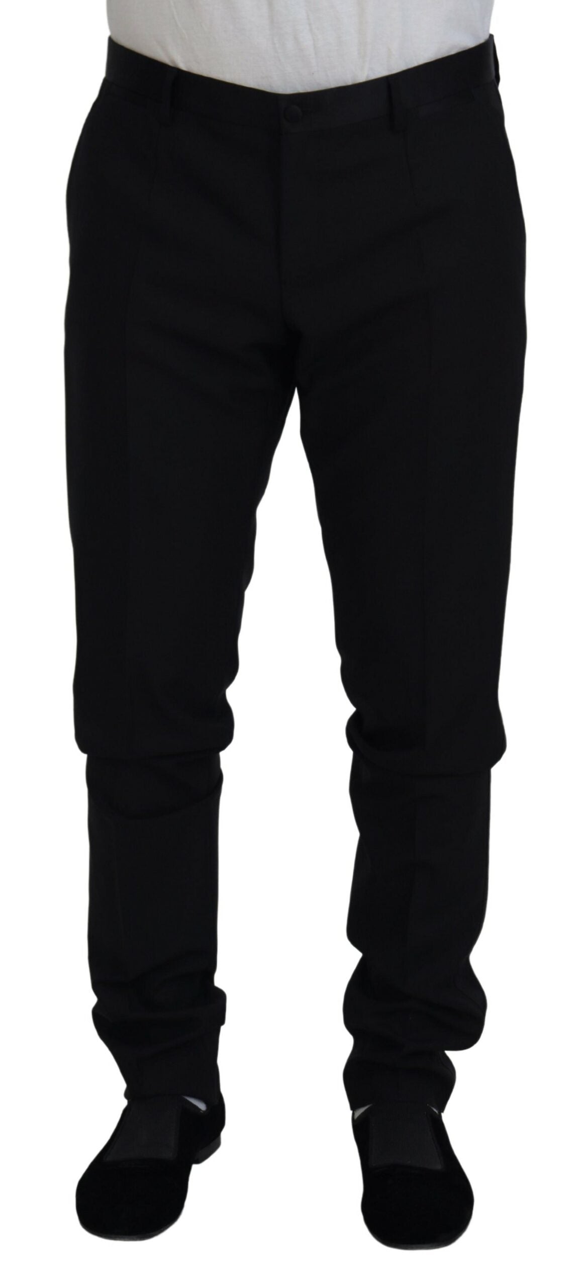 Pantalon habillé en laine noire Dolce &amp; Gabbana