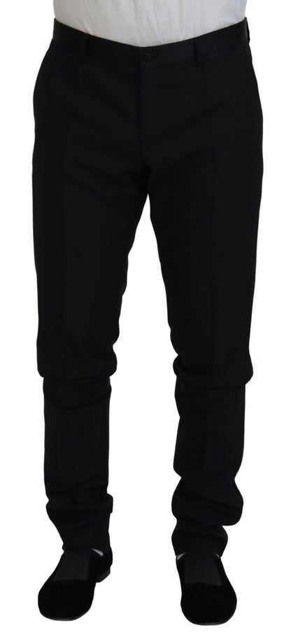 Pantalon habillé en laine noire Dolce &amp; Gabbana