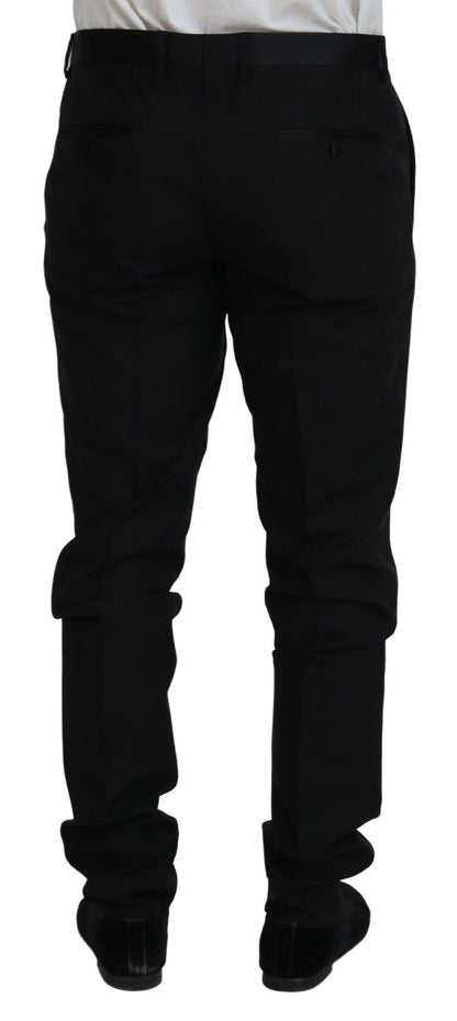Pantalon habillé en laine noire Dolce &amp; Gabbana