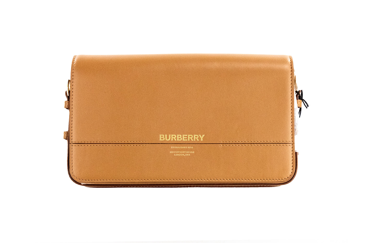 Burberry Grace Kleine Umhängetasche aus glattem Leder in Muskatnuss