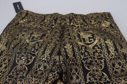 Pantalon habillé en jacquard noir et or Dolce &amp; Gabbana