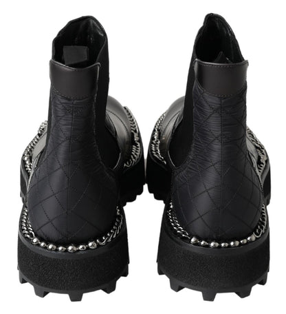 Bottes extensibles à enfiler en cuir noir Dolce &amp; Gabbana