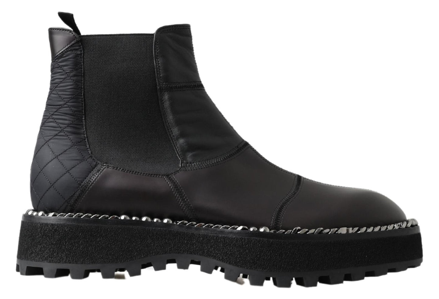 Bottes extensibles à enfiler en cuir noir Dolce &amp; Gabbana