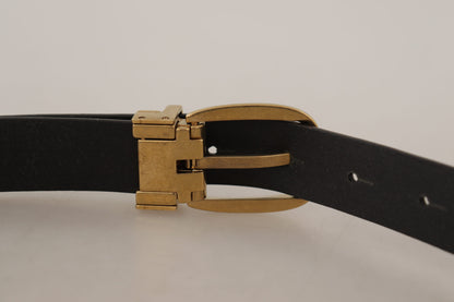 Ceinture classique vintage en cuir marron Dolce &amp; Gabbana avec boucle en métal