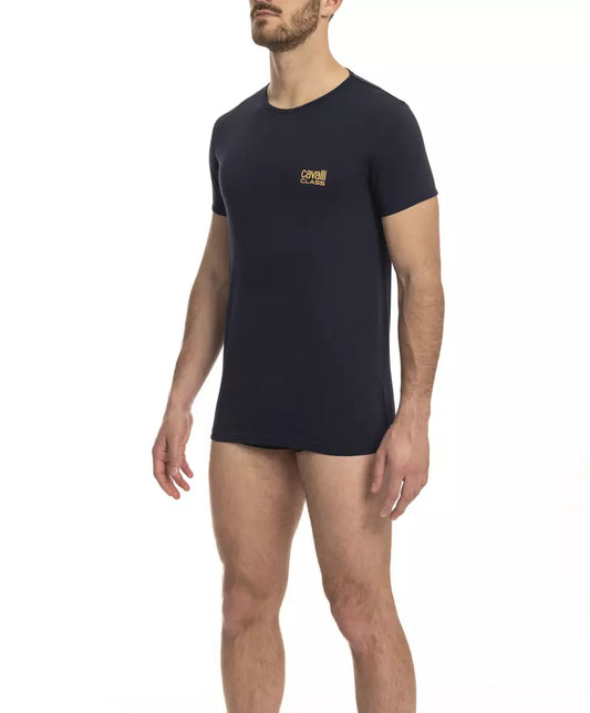 Cavalli Class Herren T-Shirt aus blauer Baumwolle