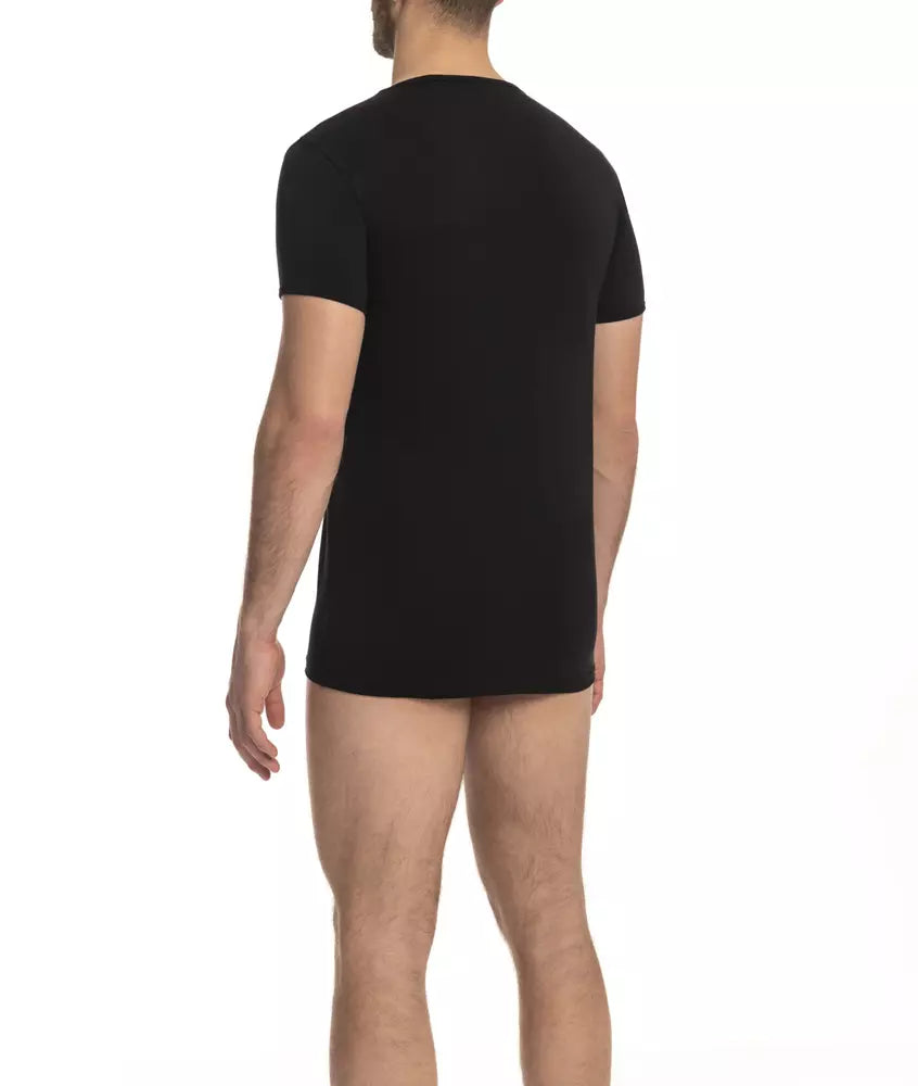 Cavalli Class Schwarzes Herren-T-Shirt aus Baumwolle
