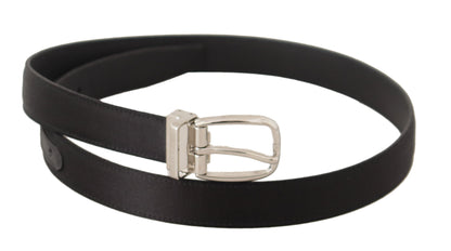 Ceinture Dolce &amp; Gabbana en toile noire et cuir avec boucle en métal argenté et logo