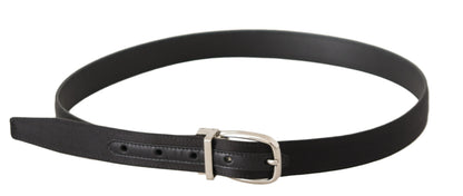 Ceinture Dolce &amp; Gabbana en toile noire et cuir avec boucle en métal argenté et logo