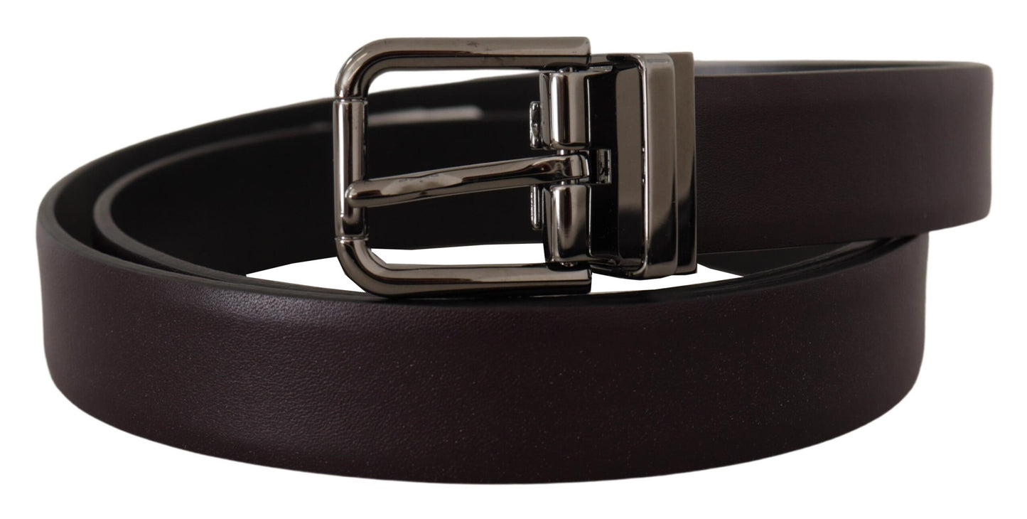 Ceinture en cuir violet foncé Dolce &amp; Gabbana avec boucle en métal Borchia