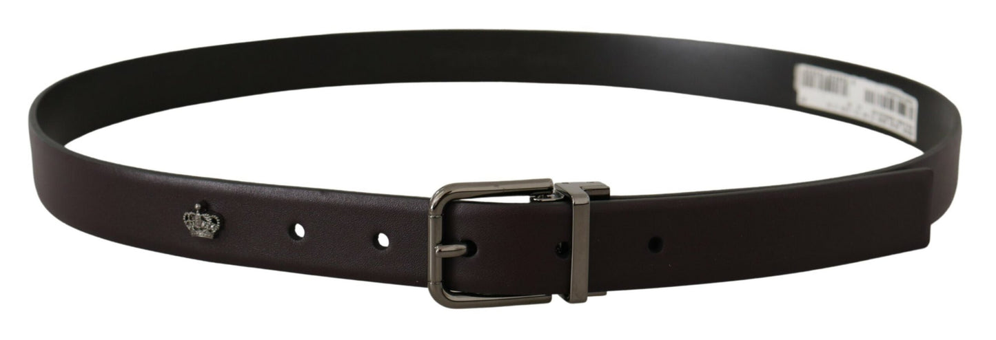 Ceinture en cuir violet foncé Dolce &amp; Gabbana avec boucle en métal Borchia