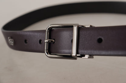 Ceinture en cuir violet foncé Dolce &amp; Gabbana avec boucle en métal Borchia