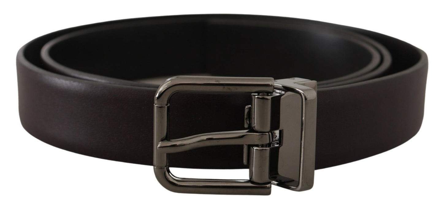 Ceinture en cuir violet foncé Dolce &amp; Gabbana avec boucle en métal Borchia