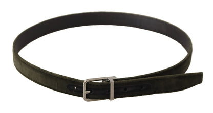 Ceinture Dolce &amp; Gabbana en velours vert avec boucle en métal argenté