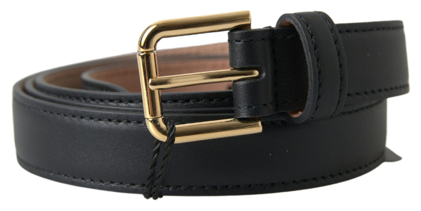 Ceinture Dolce &amp; Gabbana en cuir noir avec boucle en métal doré