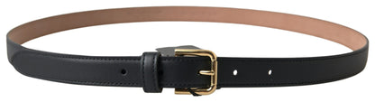 Ceinture Dolce &amp; Gabbana en cuir noir avec boucle en métal doré