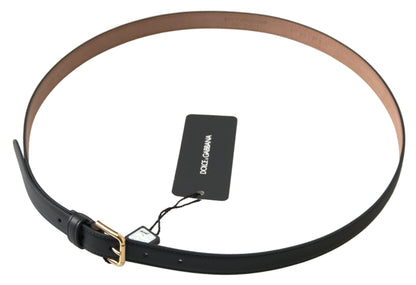 Ceinture Dolce &amp; Gabbana en cuir noir avec boucle en métal doré