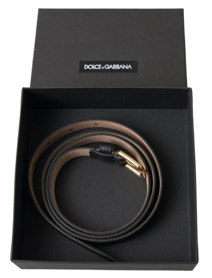 Ceinture Dolce &amp; Gabbana en cuir noir avec boucle en métal doré