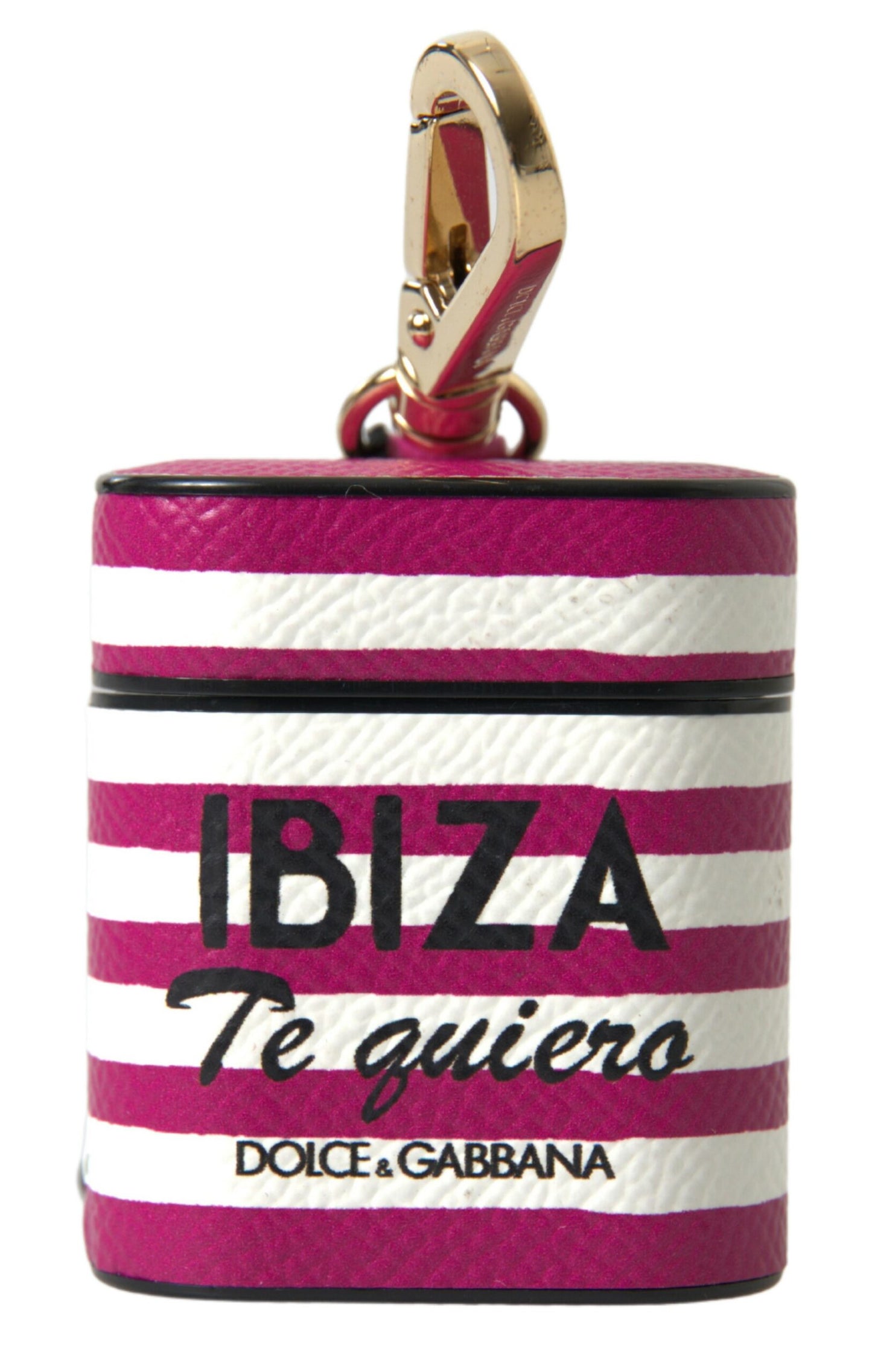 Étui pour Airpods Dolce &amp; Gabbana en cuir fuchsia Dauphine avec logo